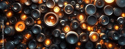 Camera lenses are showcased in a close-up, revealing their intricate details and sleek designs