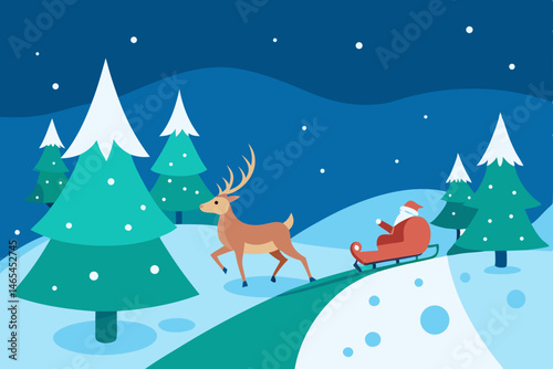 sleigh ride through a snowy trail in the woods 