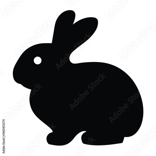 A Simple Black Silhouette of a Sitting Rabbit Easter Bunny Hare