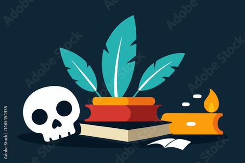 study filled with ancient halloween books  feather.svg