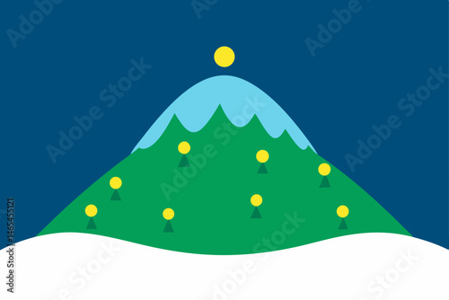 tree covered hill glowing with hidden christmas