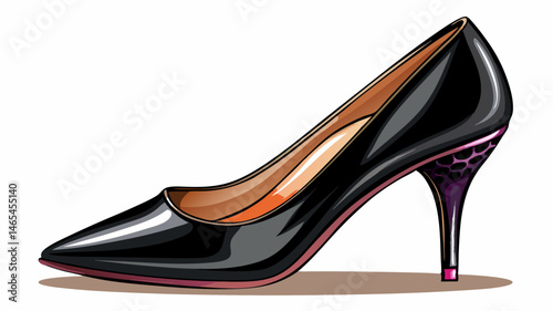 Black elegant shoe for woman on white, clipping path