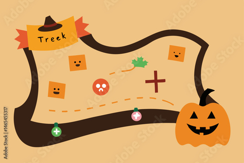 trick or treat trail map on parchment  showing 