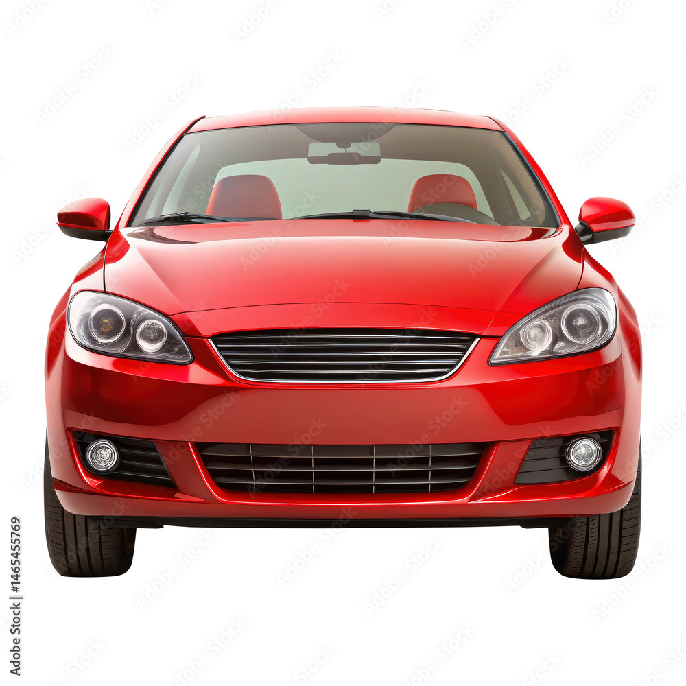 red car isolated on transparent white background, clipping path