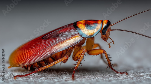 ultrarrealista de uma barata comum (Periplaneta americana) em ambiente urbano, representando infestação, praga urbana e risco à saúde pública em áreas residenciais e comerciais