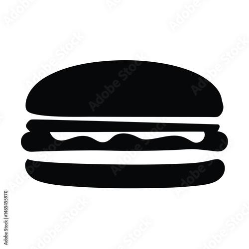 A Delicious Black and White Hamburger Icon Simple Fast Food Graphic