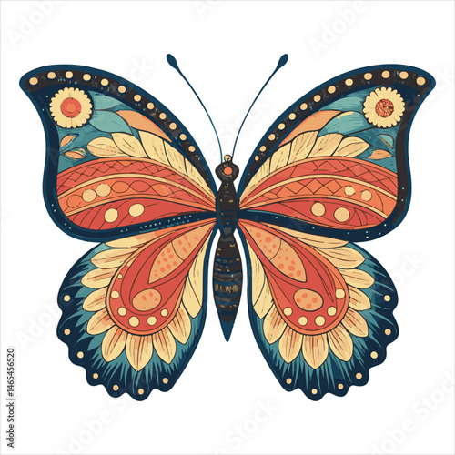 Black silhouette of a butterfly.  Butterfly wing shape, front view, tattoo design template.  A simple symbol of an insect
