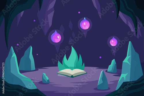witches  crystal cave full of floating orbs 