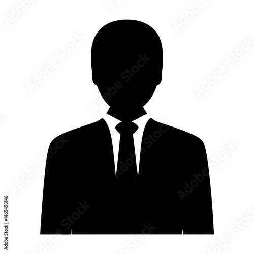 Generic Black Silhouetted Businessman Icon Profile Avatar Placeholder Image
