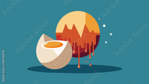 A cracked egg with private data seeping out of the shell.. Vector illustration