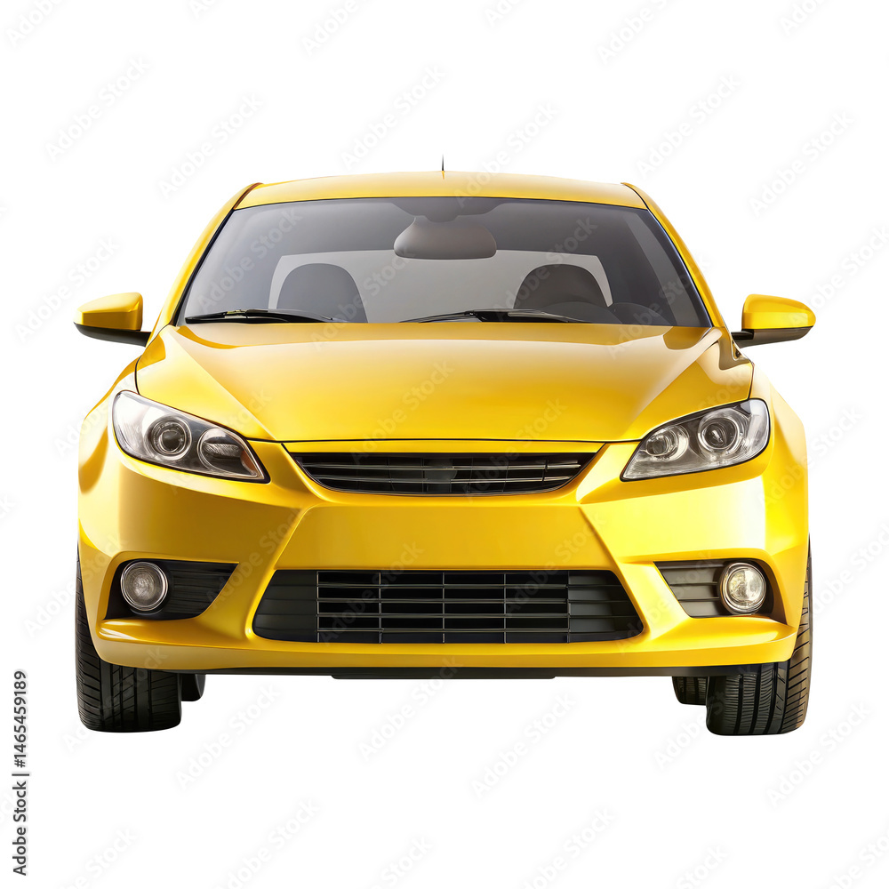 yellow car isolated on transparent white background, clipping path