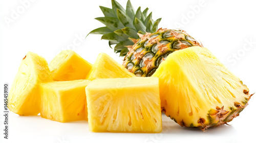 Obraz na płótnie Whole organic pineapple displayed on a white background, complete with clipping path w salonie