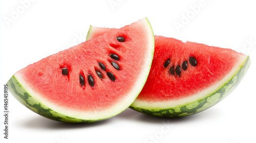 Obraz na płótnie Watermelon wedge with seeds isolated on a white background, complete with clipping path w salonie