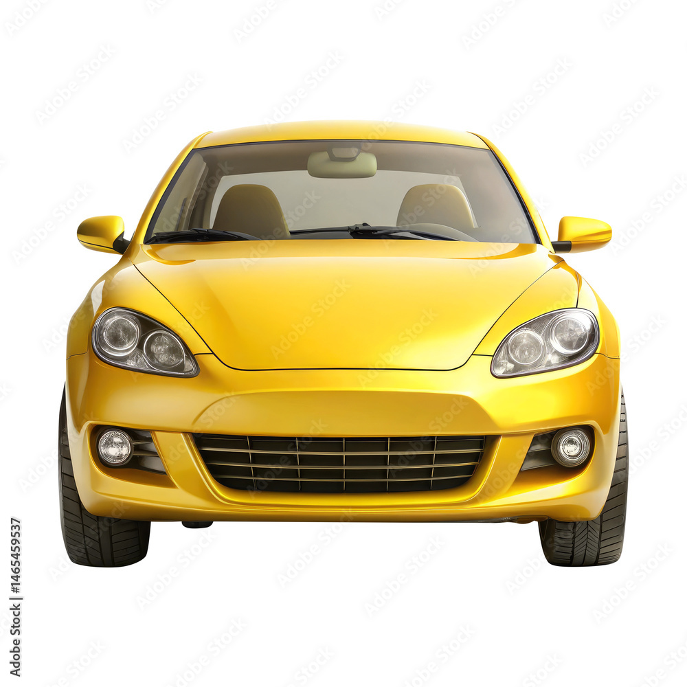 yellow car isolated on transparent white background, clipping path