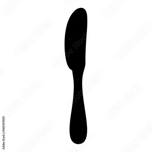 A Simple Black Silhouette of a Butter Knife Icon for Kitchen Utensils