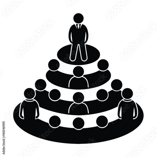 Hierarchical structure illustration of a team or organization with a leader on top over a group of people