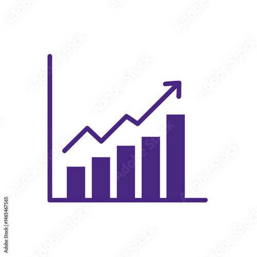 Business growth chart with upward trend in purple style  