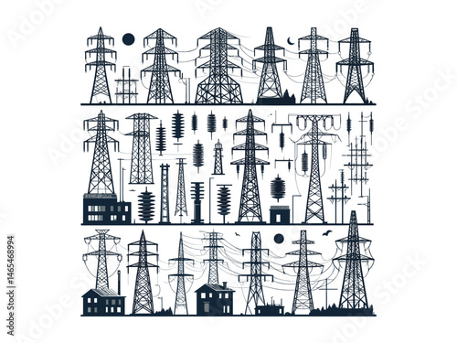 Electricity Tower Vector Icon Pack