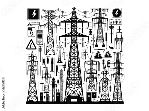 Electricity Tower Vector Icon Pack
