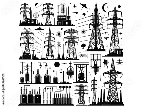 Electricity Tower Vector Icon Pack