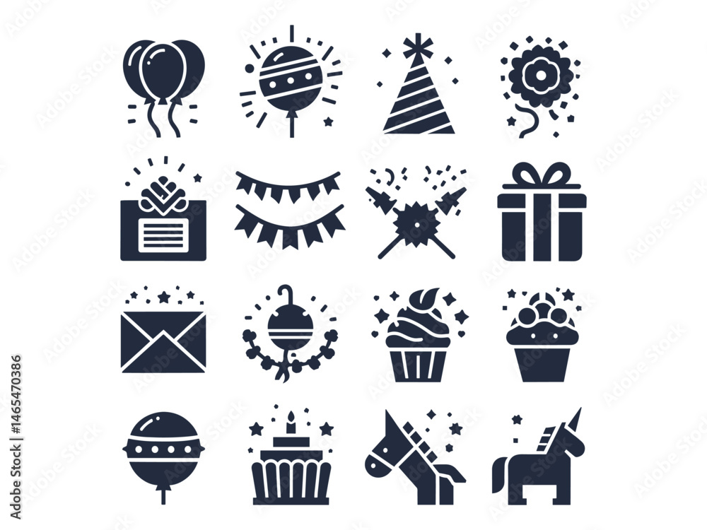 Birthday Items Vector Icon Pack Birthday Items Vector Icon Pack