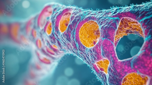 Stylized Representation of the Endoplasmic Reticulum Showcasing Intricate Structures and Colors
