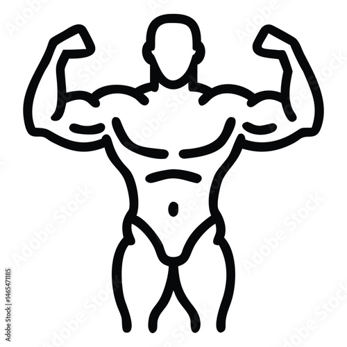 Outline shows a muscular man striking a bodybuilder pose to show his hard work