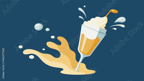 A splash of frothy egg whites is added to the shaker creating a creamy and velvety texture.. Vector illustration