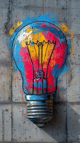 Colorful lightbulb mural