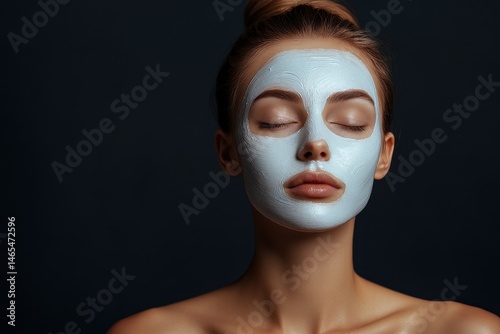 Stunning Caucasian Young Lady Donning a Facemask Against a Dark Backdrop