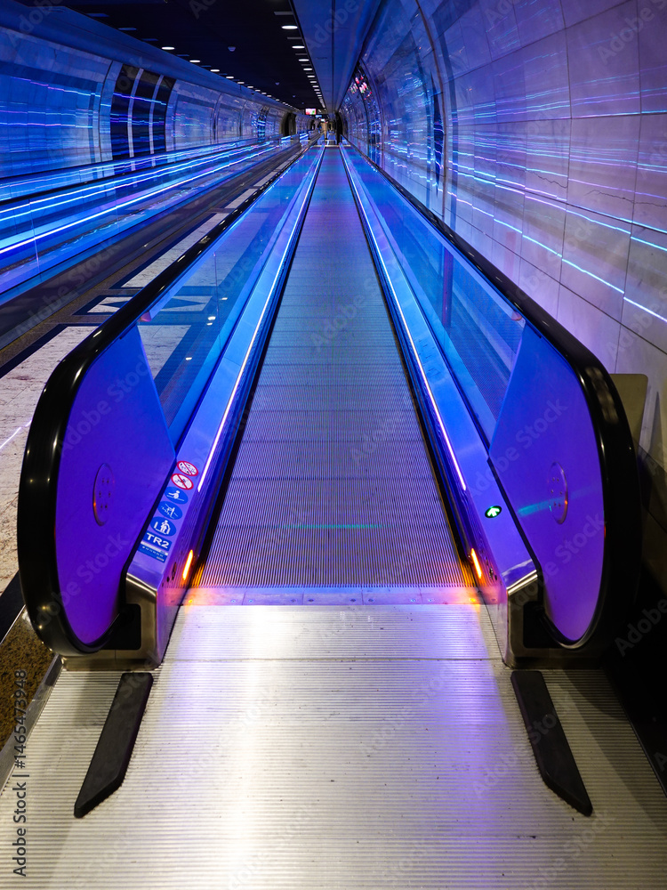 The walkway of an underground tunnel, Monaco