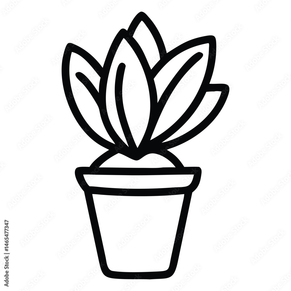 Potted plant with foliage displays simple outline aesthetic for minimalist home decor Potted plant with foliage displays simple outline aesthetic for minimalist home decor
