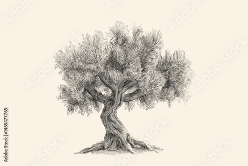 Botanical Olive Tree Sketch - Neutral Art Print Vintage - Minimalist Wall Art Drawing 3