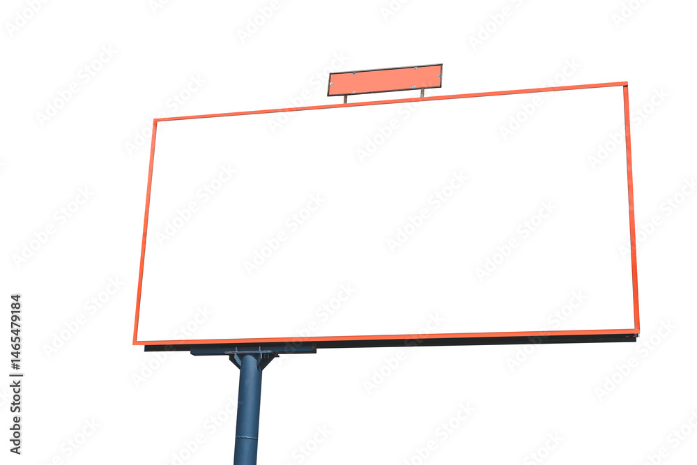 Fototapeta premium Close-up Isolate red color billboard mockup on white background.