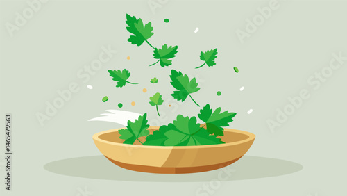 A final sprinkle of fresh chopped cilantro gives the dish a burst of freshness and aroma.. Vector illustration