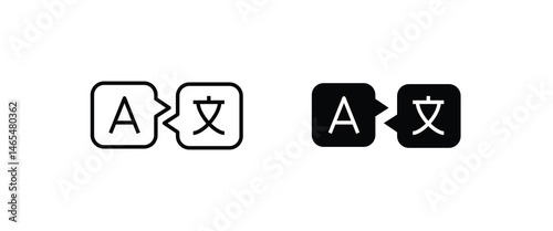 Language Translation icon line and flat icons set, editable stroke isolated on white, linear vector outline illustration, symbol logo design style