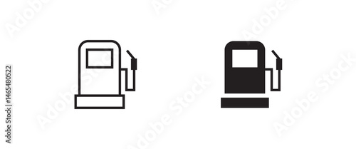 Fuel, gasoline, oil, petrol, station icon line and flat icons set, editable stroke isolated on white, linear vector outline illustration, symbol logo design style
