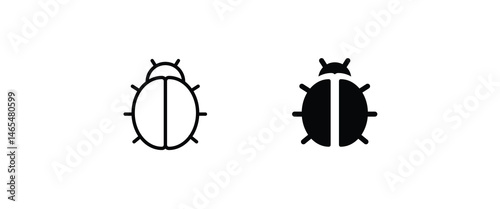 ladybug icon, bug line and flat icons set, editable stroke isolated on white, linear vector outline illustration, symbol logo design style