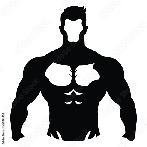 Silhouette depicts an athletic man displaying his strong physique and muscular definition effectively