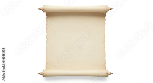 Isolated antique parchment scroll on a plain white background