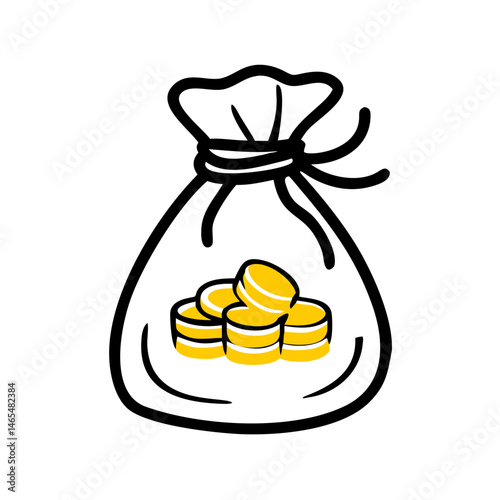A bag filled with coins or cash represents wealth, financial prosperity, and monetary value. Perfect for themes related to finance, wealth management, and economic success.