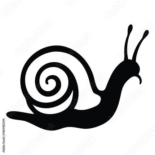 Silhouette of a snail reveals its antennae and patterned shell gracefully