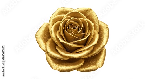 Realistic Golden Rose Flower on White Background
