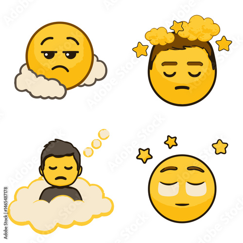 Dreamer emoji icons, vector icons, simple shapes, icon sheet