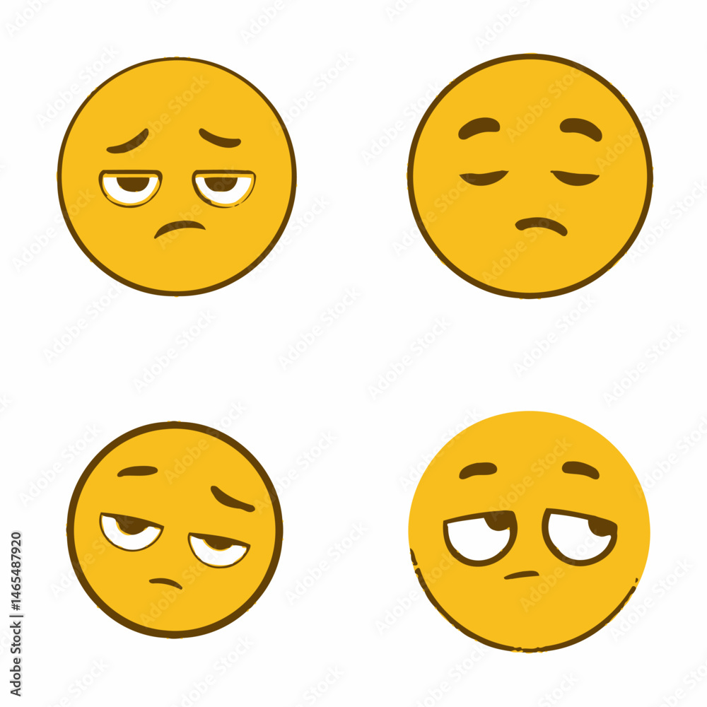 Fototapeta premium Relieved emoji icons, vector icons, simple shapes, icon sheet