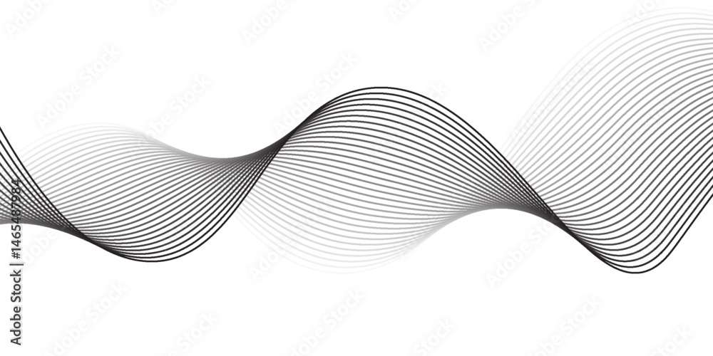 Flowing dots particles wave pattern black isolated on white background. Vector in concept of technology, science, music, modern. vector Flowing dots particles wave pattern black isolated on white background. Vector in concept of technology, science, music, modern. vector