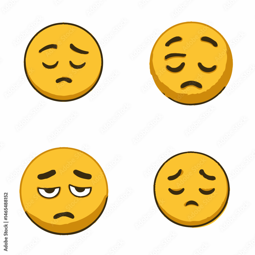 Fototapeta premium Sleepy face emoji icons, vector icons, simple shapes, icon sheet