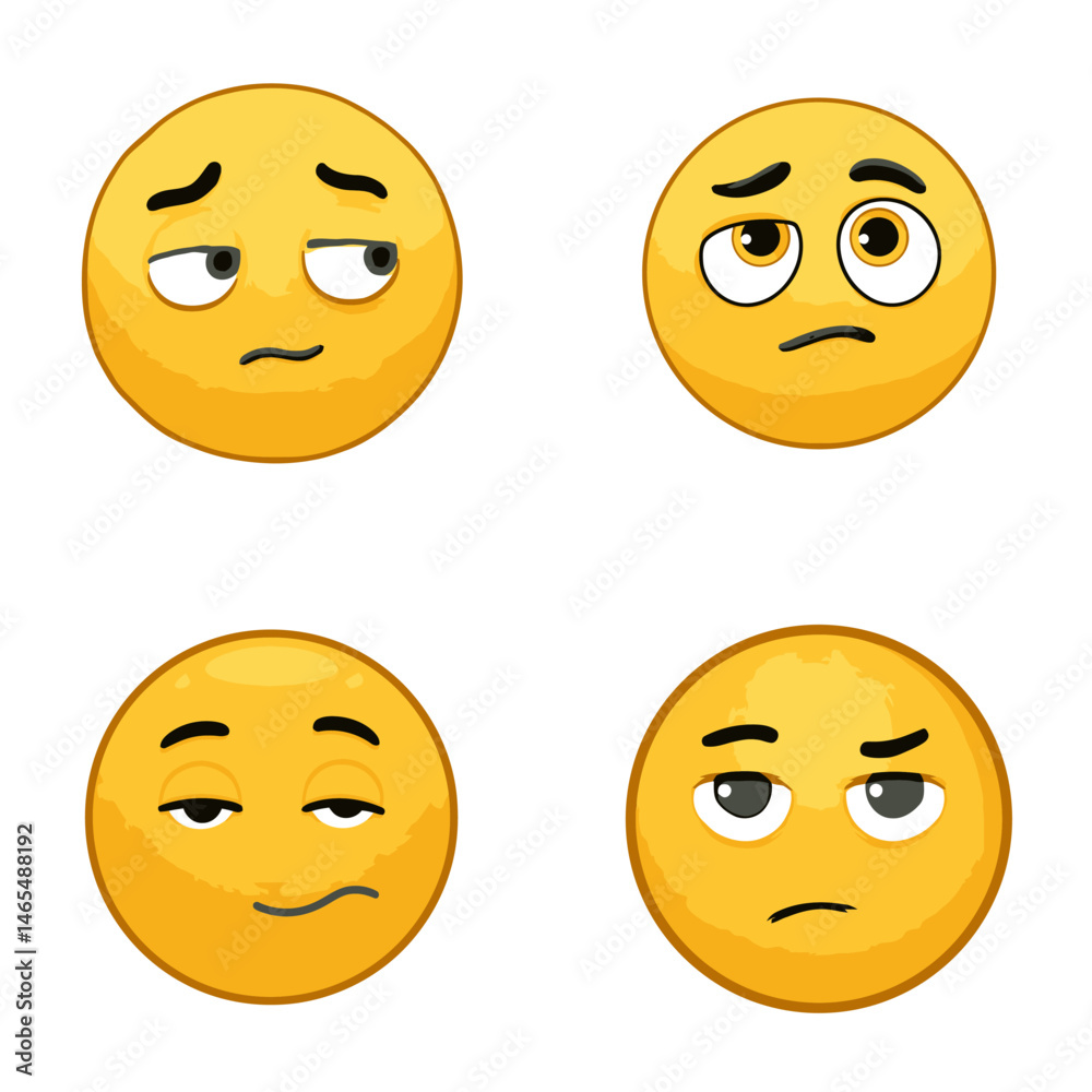 Fototapeta premium Smirking emoji icons, vector icons, simple shapes, icon sheet