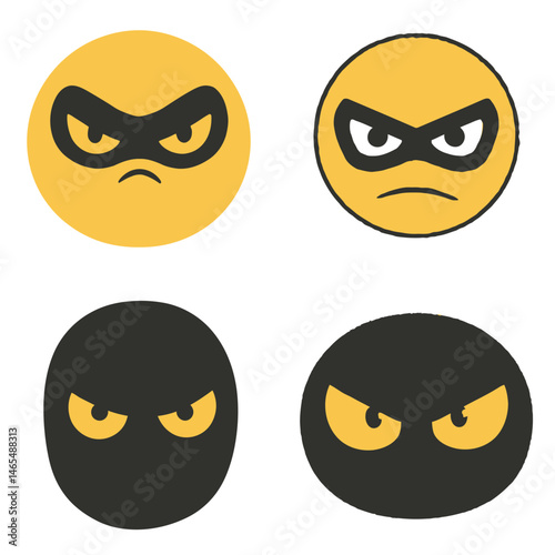 Supervillain emoji icons, vector icons, simple shapes, icon sheet