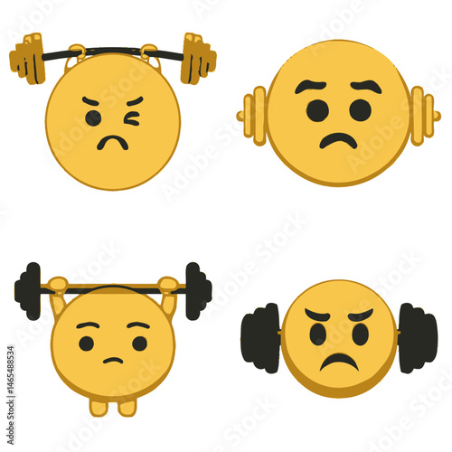 Weightlifter emoji icons, vector icons, simple shapes, icon sheet